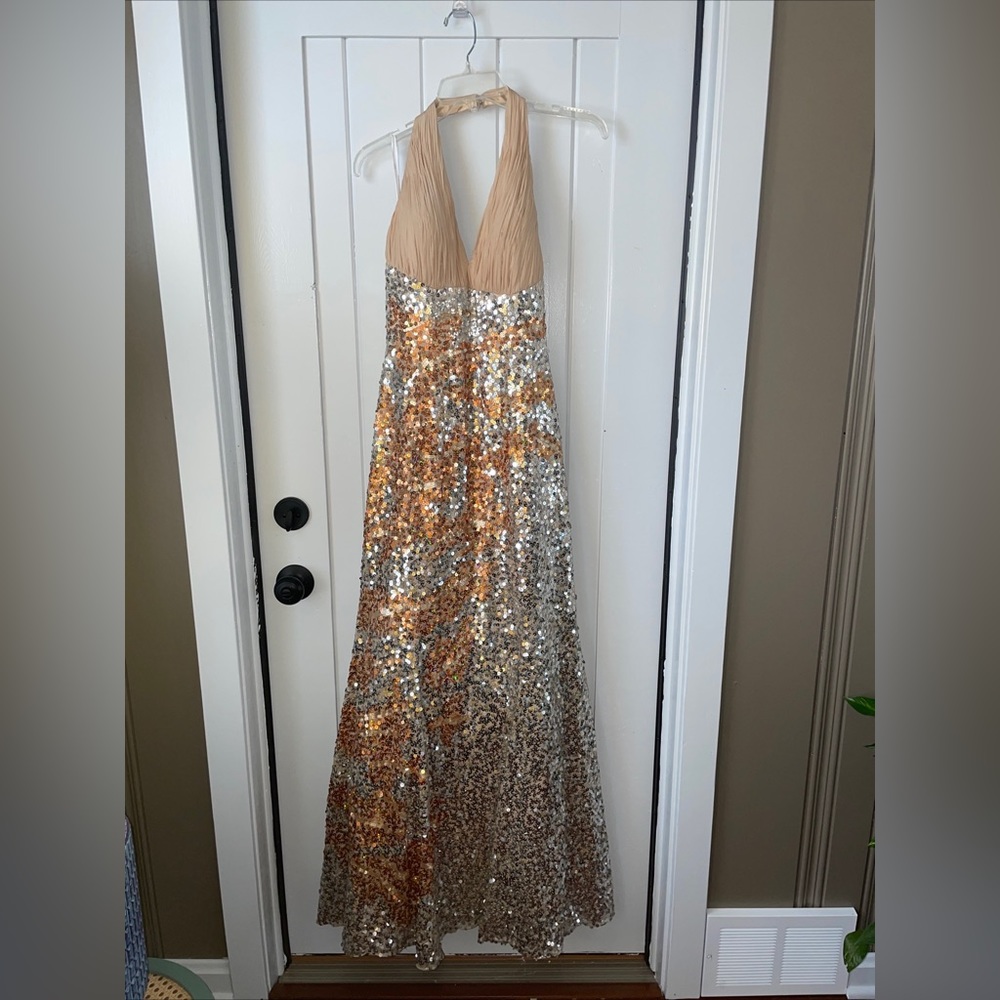 Orange Sequin Dress Riva Designs Size 12